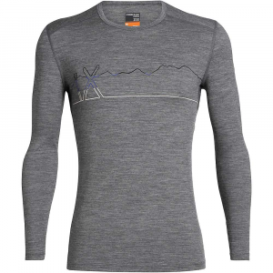 Icebreaker Men's 200 Oasis LS Crewe Single Line Ski Top - Medium - Gritstone Heather